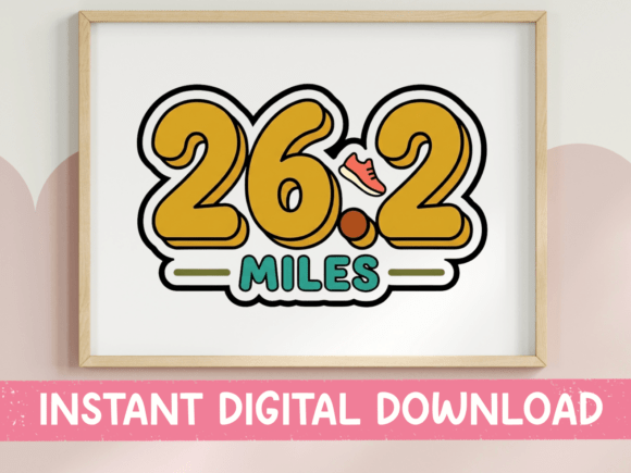 26.2 Miles Marathon Runner Sticker for T-Shirts and Graphics