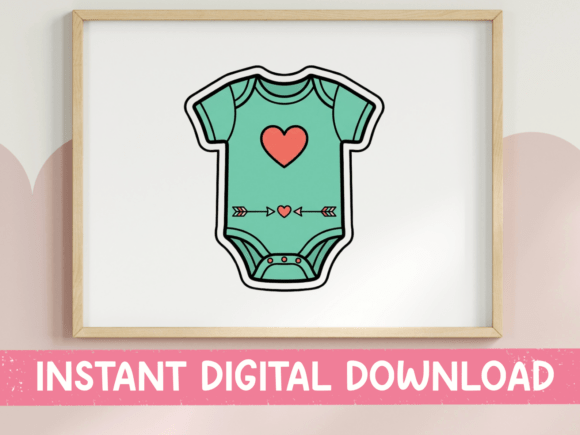 Baby Onesie Heart Arrow Sticker Graphics & T-Shirt Designs