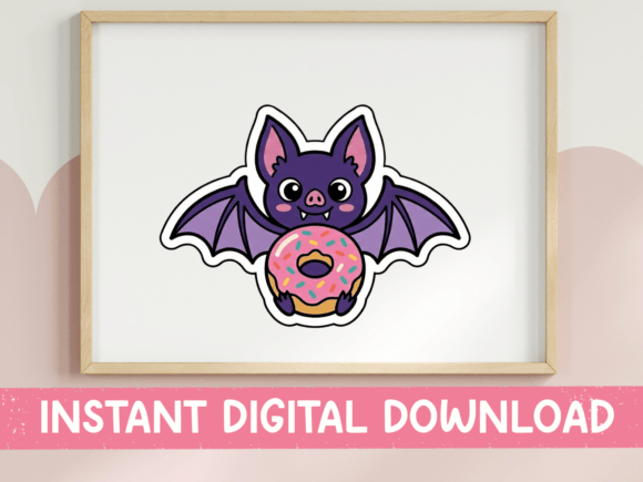 Bat with Donut: A Charming Halloween T-Shirt Design Graphic