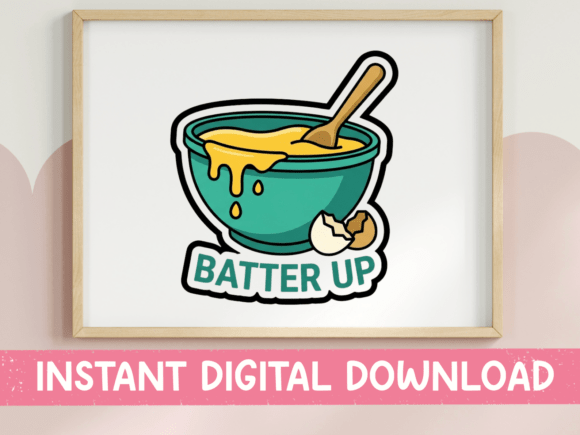 Batter Up Baking Sticker Design: Graphics & T-Shirt Designs