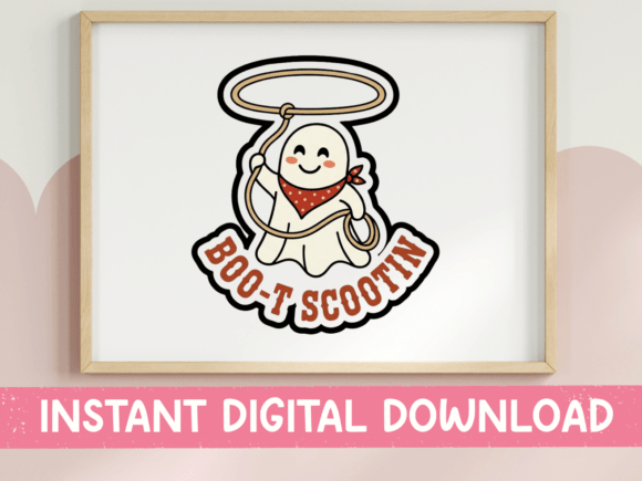 Boo-T Scootin Western Ghost Sticker: A Must for T-Shirt Designs and Graphics