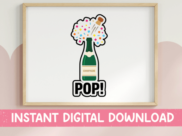 Champagne Bottle Pop Sticker: Graphics & T-Shirt Designs