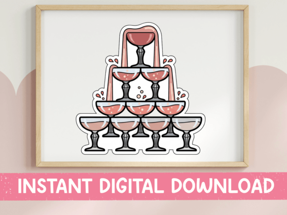 Champagne Tower Sticker Design: Graphics for T-Shirt Designs