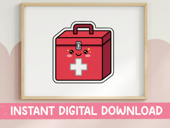 Charming Kawaii First Aid Kit Sticker for T-Shirts and Graphics