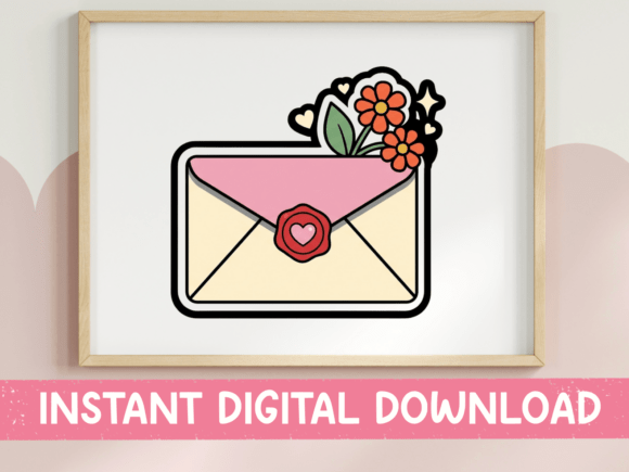 Charming Love Letter Envelope Sticker Design