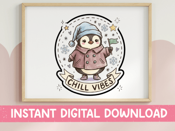 Chill Vibes Penguin Graphics for T-Shirt Designs