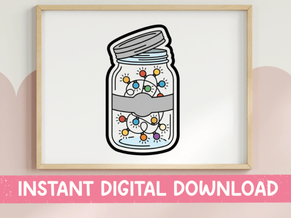 Christmas Lights in a Jar Sticker Graphics for T-Shirt Designs