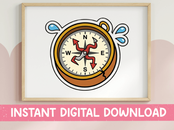 Confused Spinning Compass Sticker: Graphics for T-Shirt Designs