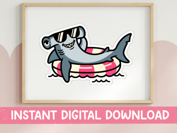 Cool Shark Pool Float Graphics for T-Shirt Designs