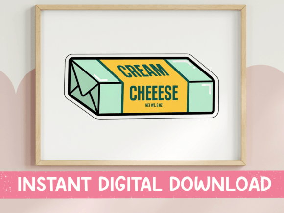Cream Cheese Block Sticker Design for T-Shirt Graphics