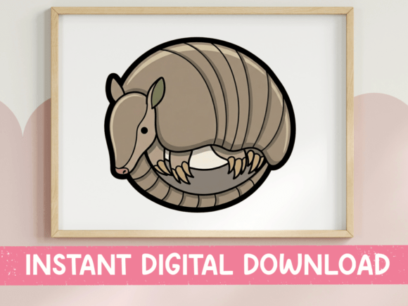 Cute Rolled-Up Armadillo Sticker: Graphics & T-Shirt Designs