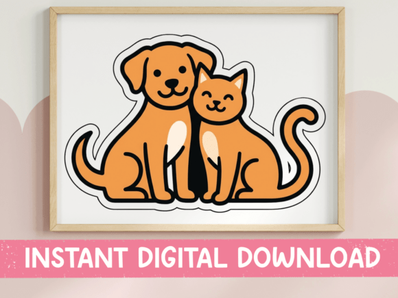 Dog and Cat Friends Graphics for T-Shirt Designs