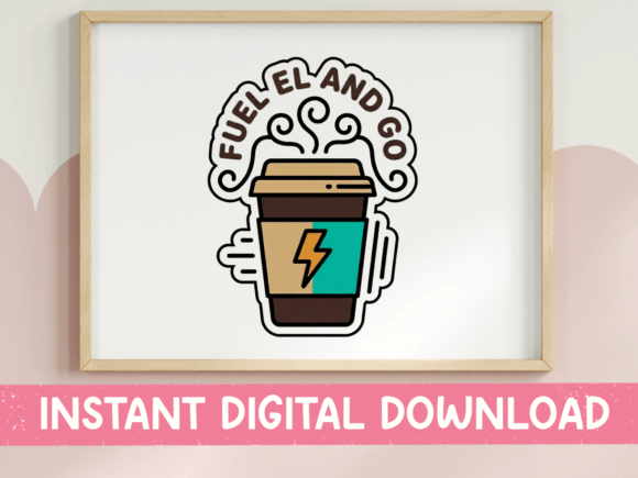 Fuel Up and Go Coffee Cup Graphics for T-Shirt Designs