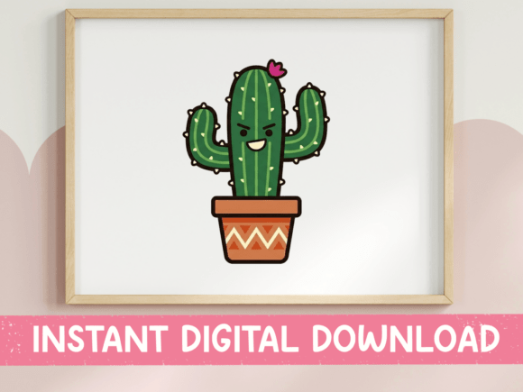 Happy Kawaii Cactus Graphics for T-Shirt Designs