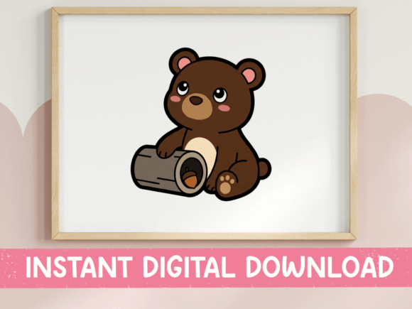 Kawaii Baby Bear with Log Sticker Review