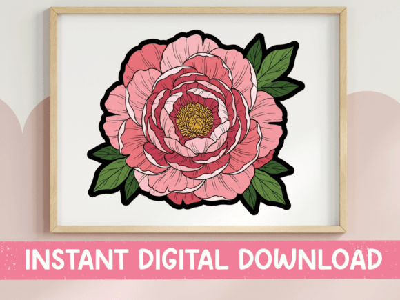Large Pink Peony Bloom Sticker: Graphics for T-Shirt Designs