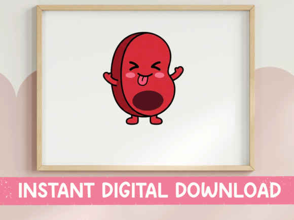 Laughing Kawaii Bean Sticker: A Joyful Embroidery Design