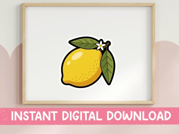 Lemon Fruit Sticker Design for Graphics and T-Shirt Designs