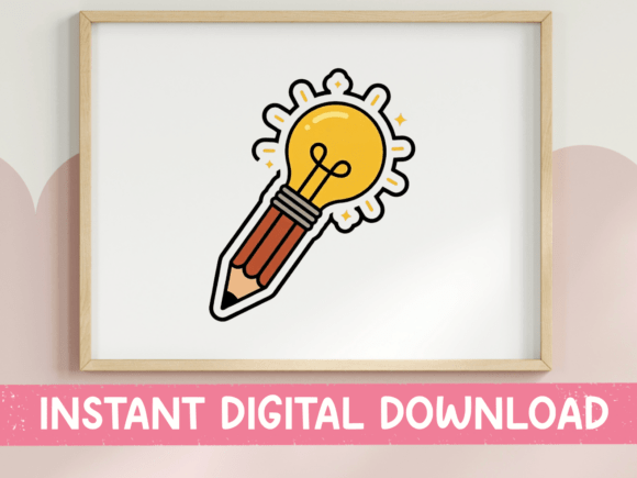 Lightbulb Pencil Creative Idea Sticker Graphics