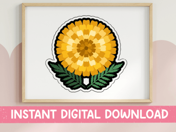 Marigold Flower Sticker Design: Graphics & T-Shirt Designs