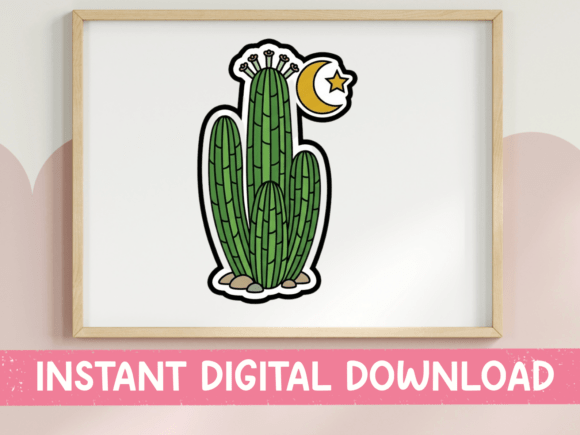 Night Blooming Cactus Moon Sticker: A Must for T-Shirt Designs and Graphics