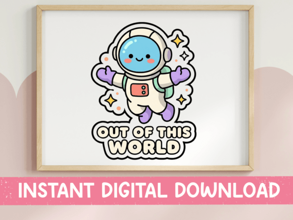 Out of This World Cute Astronaut Sticker for T-Shirt Designs