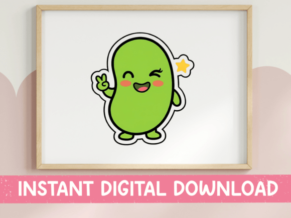 Peace Sign Kawaii Bean Sticker: A Graphic for T-Shirt Designs