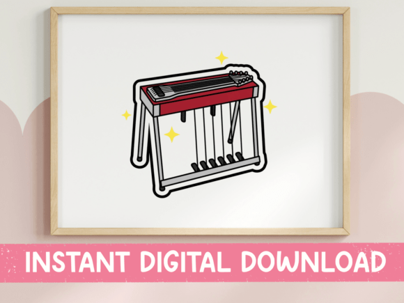 Pedal Steel Guitar Kawaii Sticker: A Graphic for T-Shirts