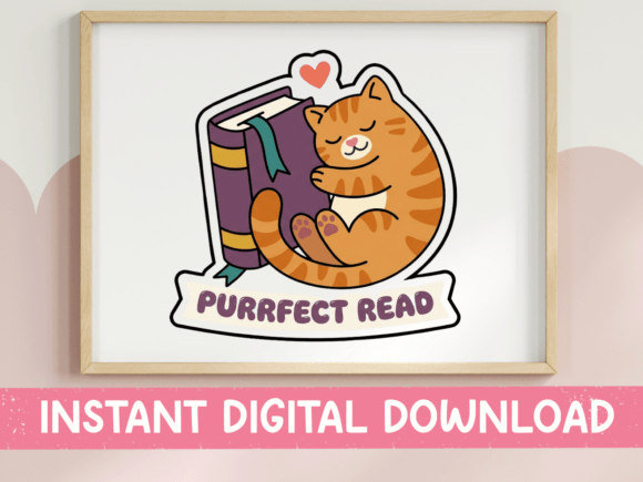 Purrfect Read Sticker: A Must for T-Shirt Designs and Graphics