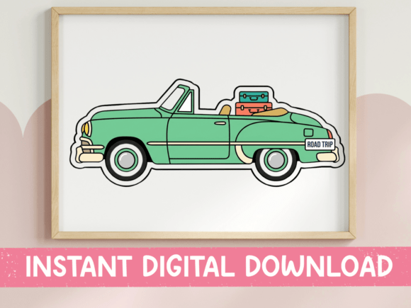 Retro Road Trip Car Sticker: A Graphic for Travel Blogs