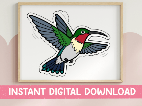 Ruby-Throated Hummingbird Sticker Graphics & T-Shirt Designs