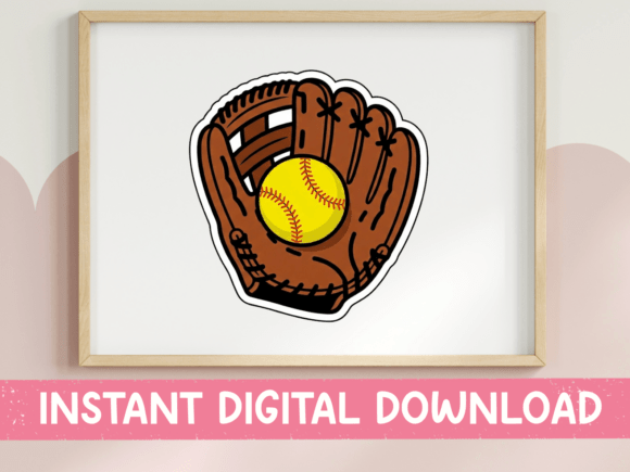 Softball Glove and Ball Sticker: Graphics for T-Shirt Designs