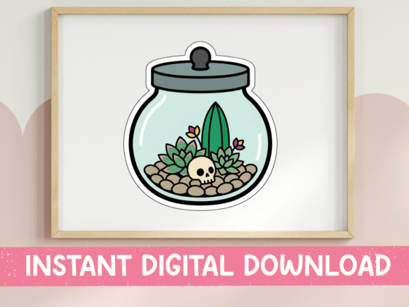 Spooky Succulent Terrarium Sticker for T-Shirt Designs