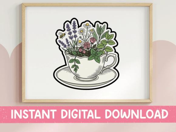 Teacup Garden Graphics for T-Shirt Designs