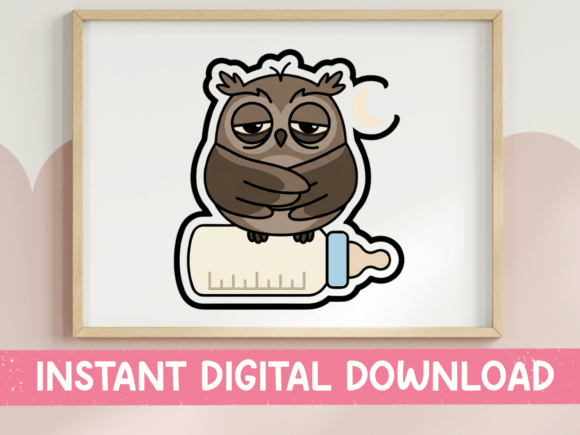 Tired Owl Graphics for T-Shirt Designs & Blog Visuals
