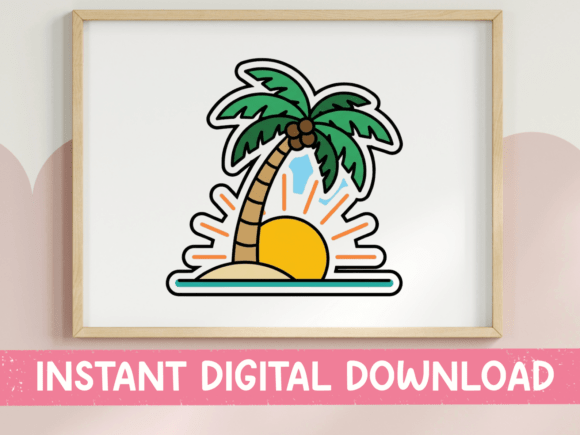 Tropical Palm Tree Sunshine Sticker for T-Shirt Designs and Graphics