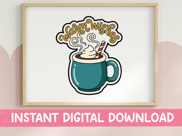 Warm Wishes Hot Cocoa Sticker: A Whimsical Graphics Asset for T-Shirt Designs