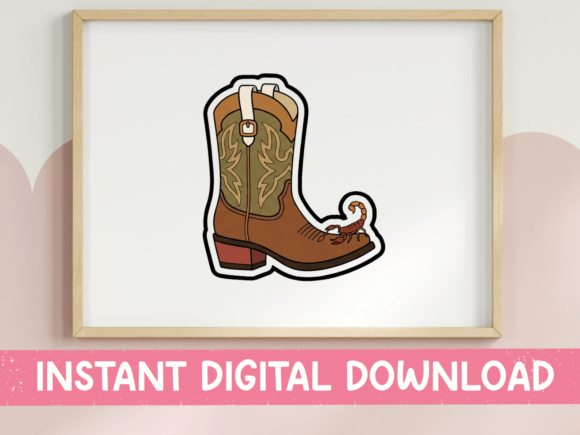 Western Cowboy Boot Sticker Graphics for T-Shirt Designs