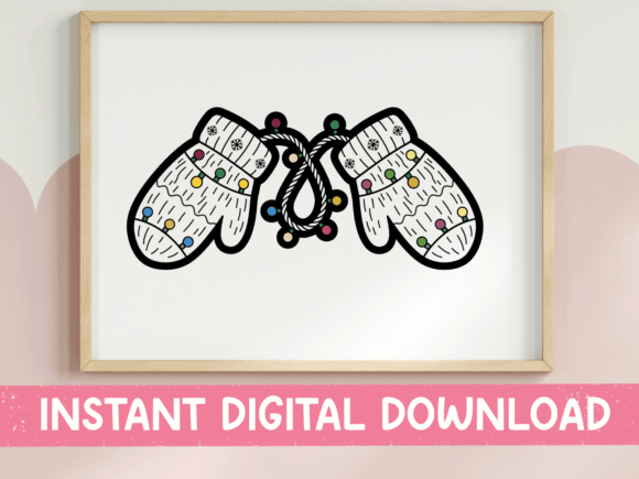 Winter Mittens Christmas Lights Graphics for T-Shirt Designs